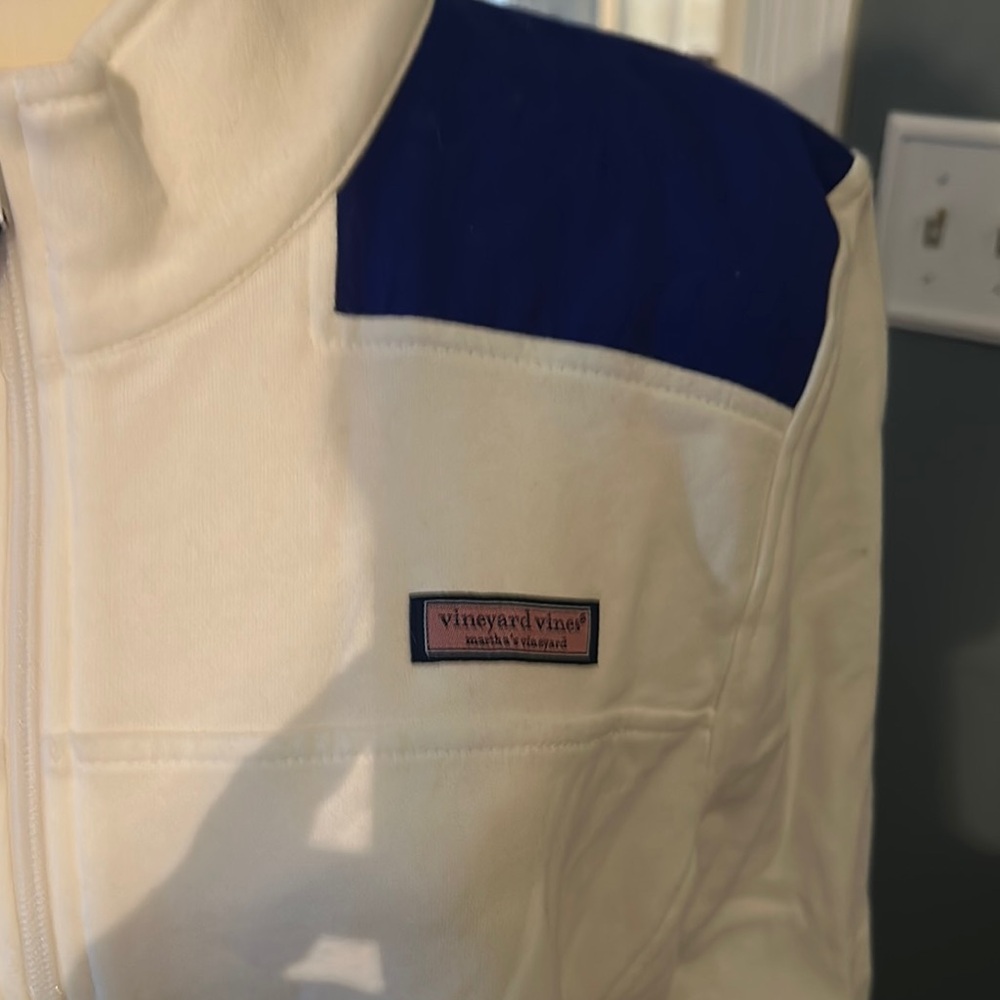Vineyard Vines White and Blue Quarter-Zip Pullover - Picture 2 of 5